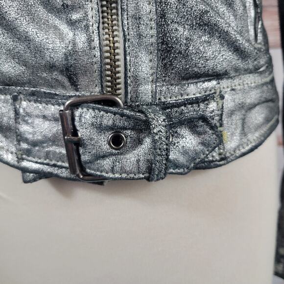 Revolve Muubaa Minsk Suede Quilted Leather Biker Jacket Silver Size 4 - Picture 9 of 16